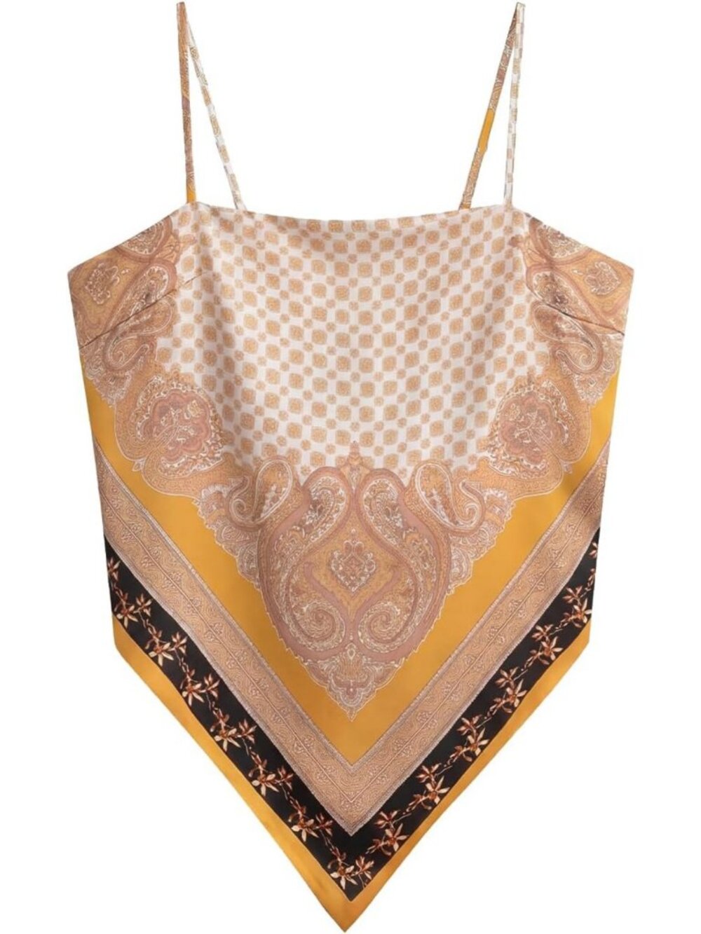 Boho Paisley Satin Tube Top with Tie Back | Women's Scarf Style Top